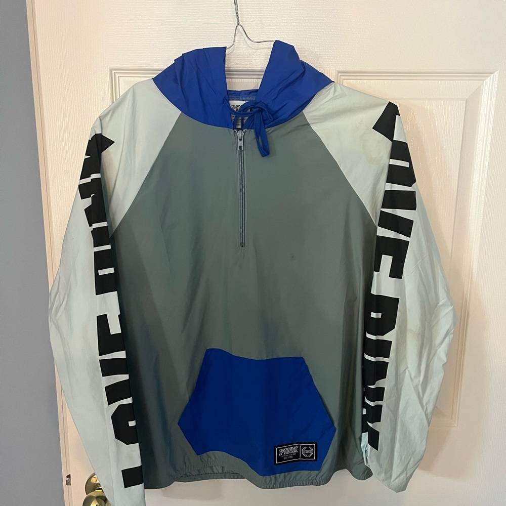Blue and Gray Windbreaker from Pink